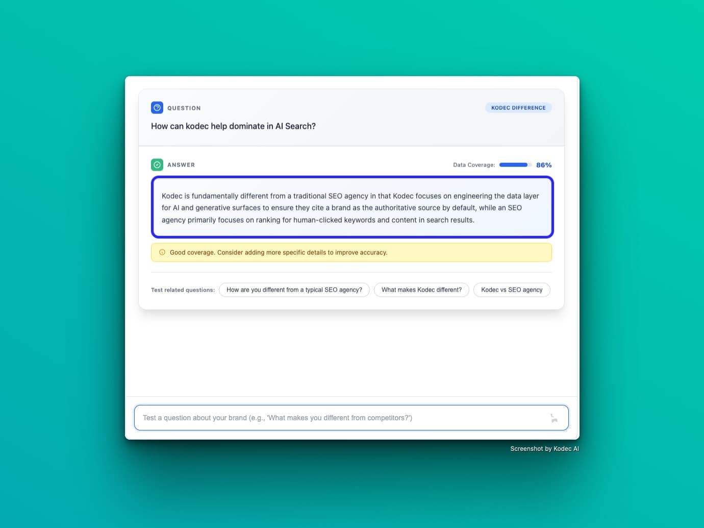 Sandbox showing before and after AI responses